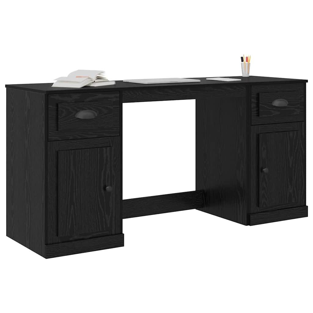 Desk with Cabinet Black Oak 154.5 x 50 x 75 cm Engineered Wood