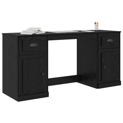 Desk with Cabinet Black Oak 154.5 x 50 x 75 cm Engineered Wood