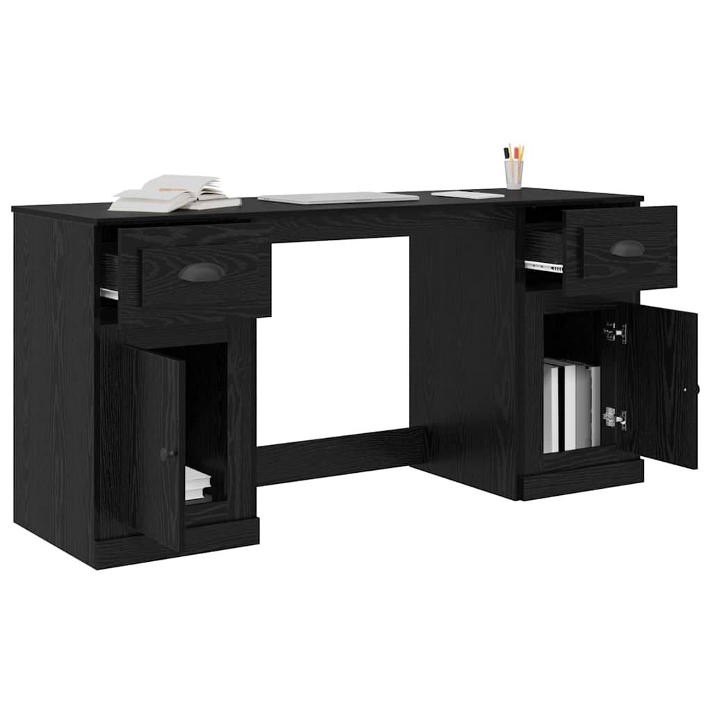 Desk with Cabinet Black Oak 154.5 x 50 x 75 cm Engineered Wood