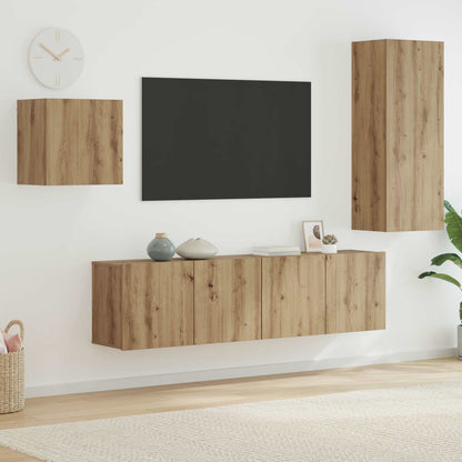 TV Cabinet Wall-mounted 4 pcs Artisan Oak Engineered Wood