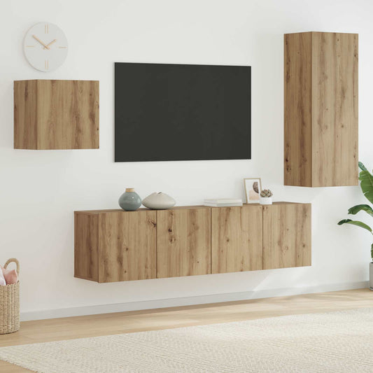 TV Cabinet Wall-mounted 4 pcs Artisan Oak Engineered Wood