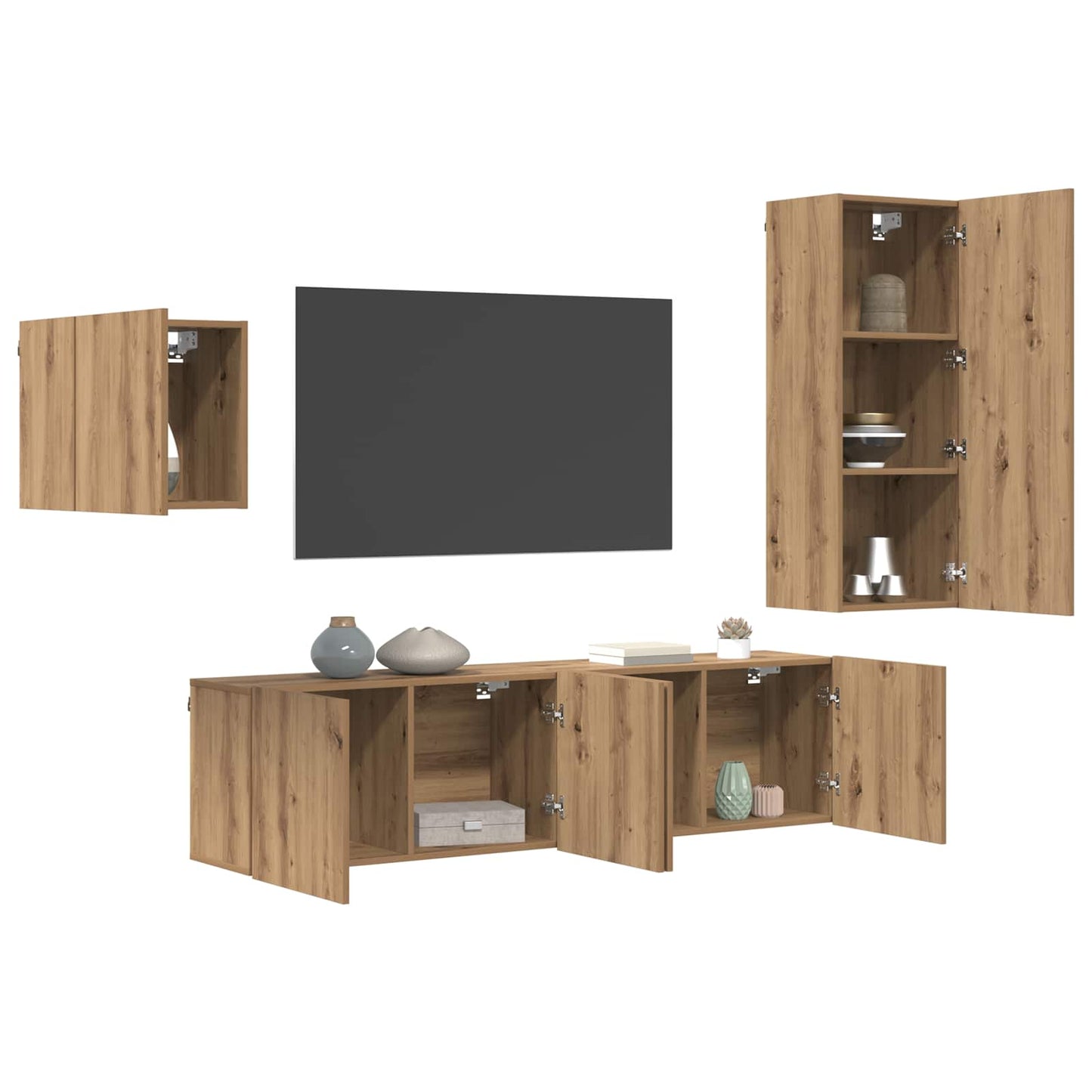 TV Cabinet Wall-mounted 4 pcs Artisan Oak Engineered Wood