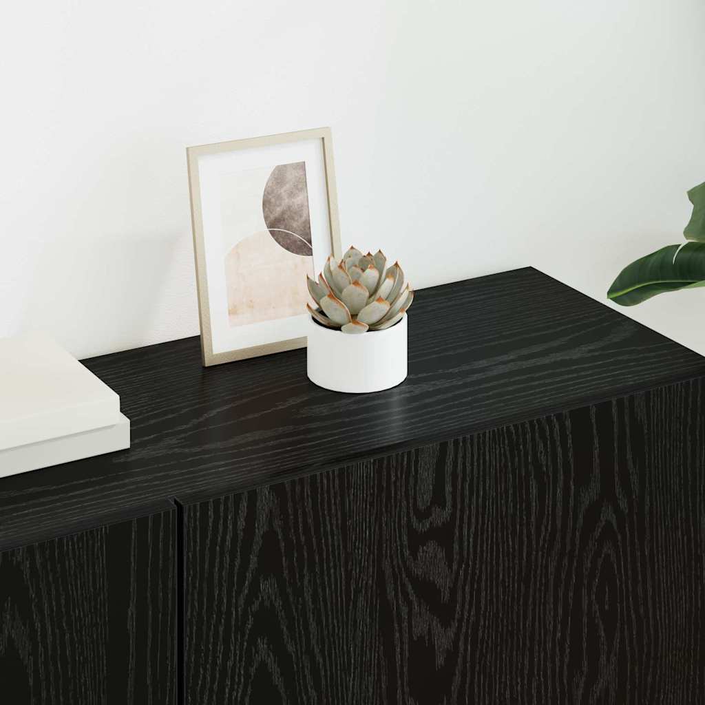 TV Wall Cabinet Set 5 pcs Black oak Engineered wood