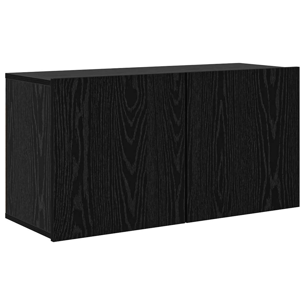 TV Wall Cabinet Set 5 pcs Black oak Engineered wood