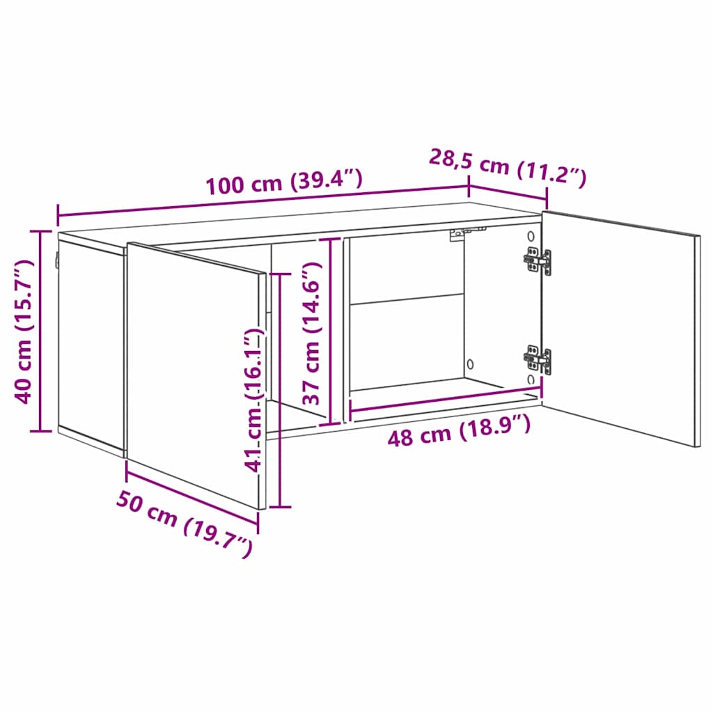 TV Wall Cabinet Set 5 pcs Black oak Engineered wood