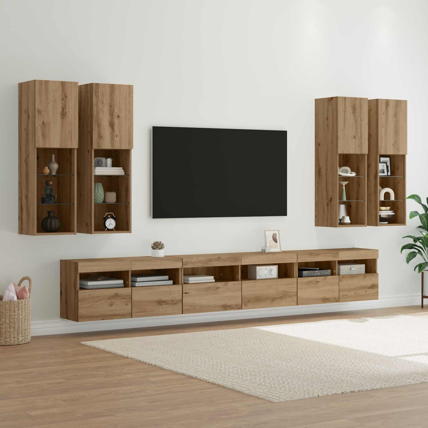 TV Wall Cabinet Set 7 pcs Artisan Oak Engineered Wood