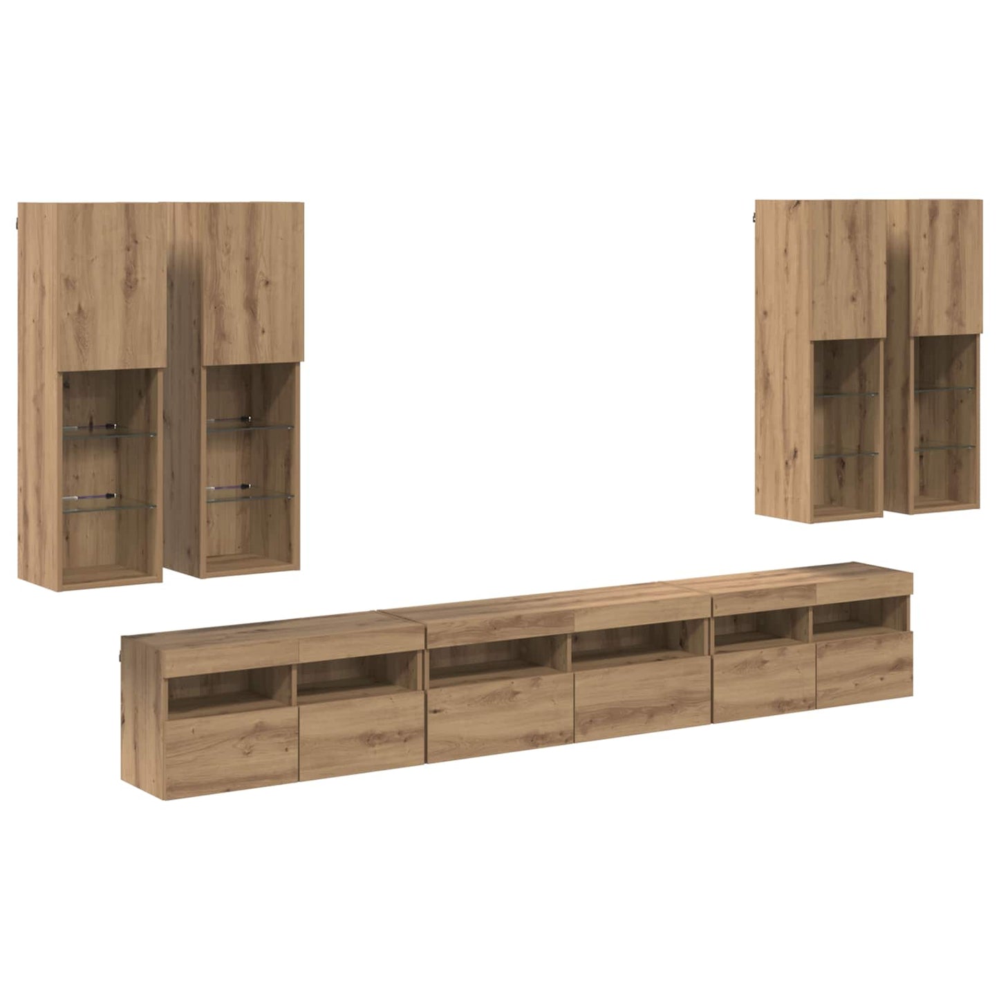 TV Wall Cabinet Set 7 pcs Artisan Oak Engineered Wood