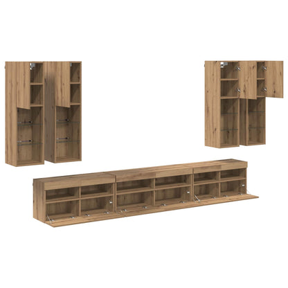 TV Wall Cabinet Set 7 pcs Artisan Oak Engineered Wood