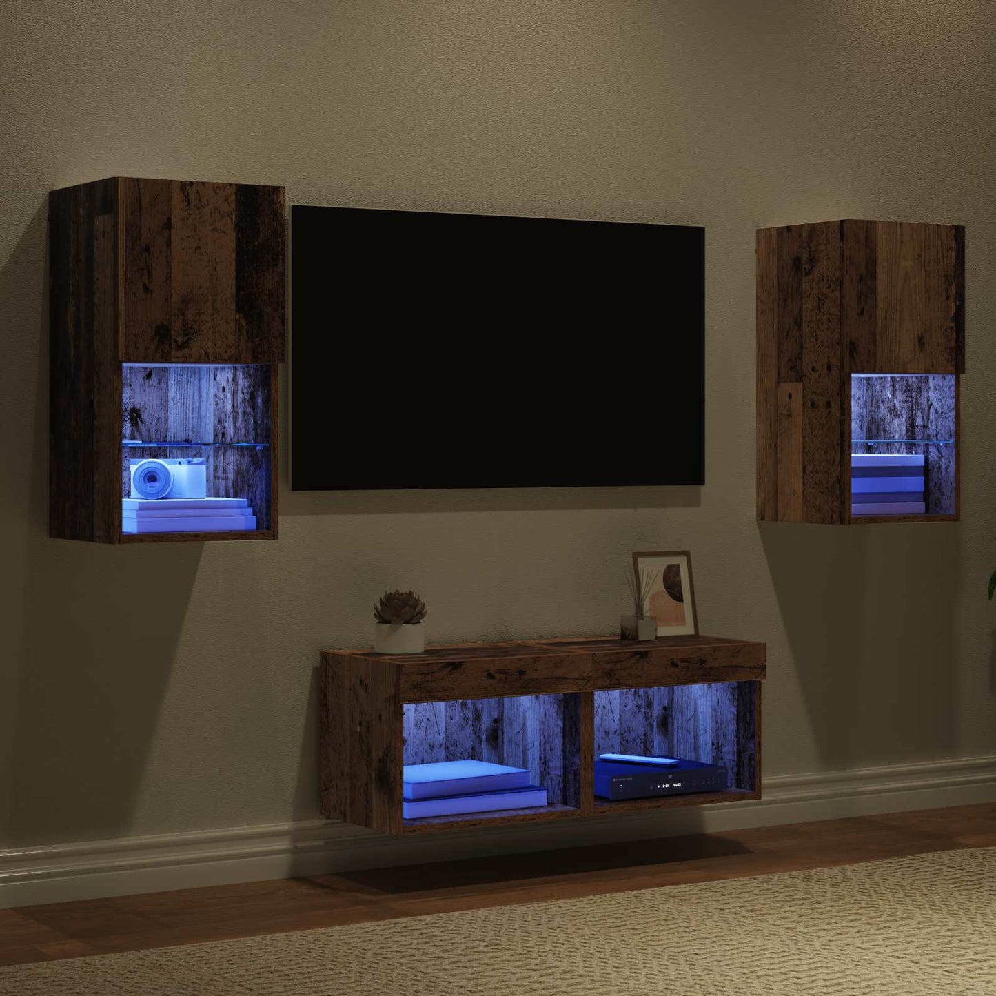 TV Wall Cabinets Wall-mounted 4 pcs Old Wood 30.5 x 30 x 60 cm
