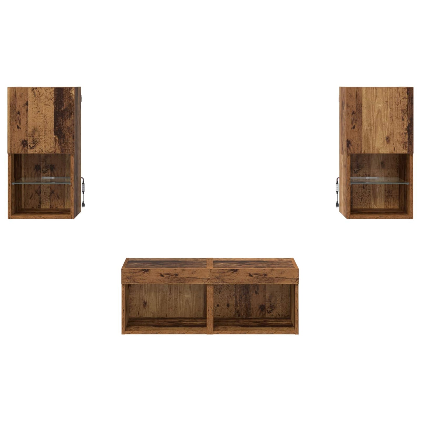TV Wall Cabinets Wall-mounted 4 pcs Old Wood 30.5 x 30 x 60 cm
