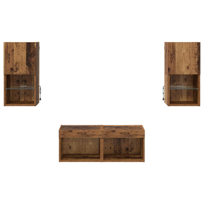 TV Wall Cabinets Wall-mounted 4 pcs Old Wood 30.5 x 30 x 60 cm