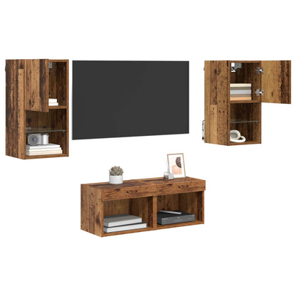 TV Wall Cabinets Wall-mounted 4 pcs Old Wood 30.5 x 30 x 60 cm