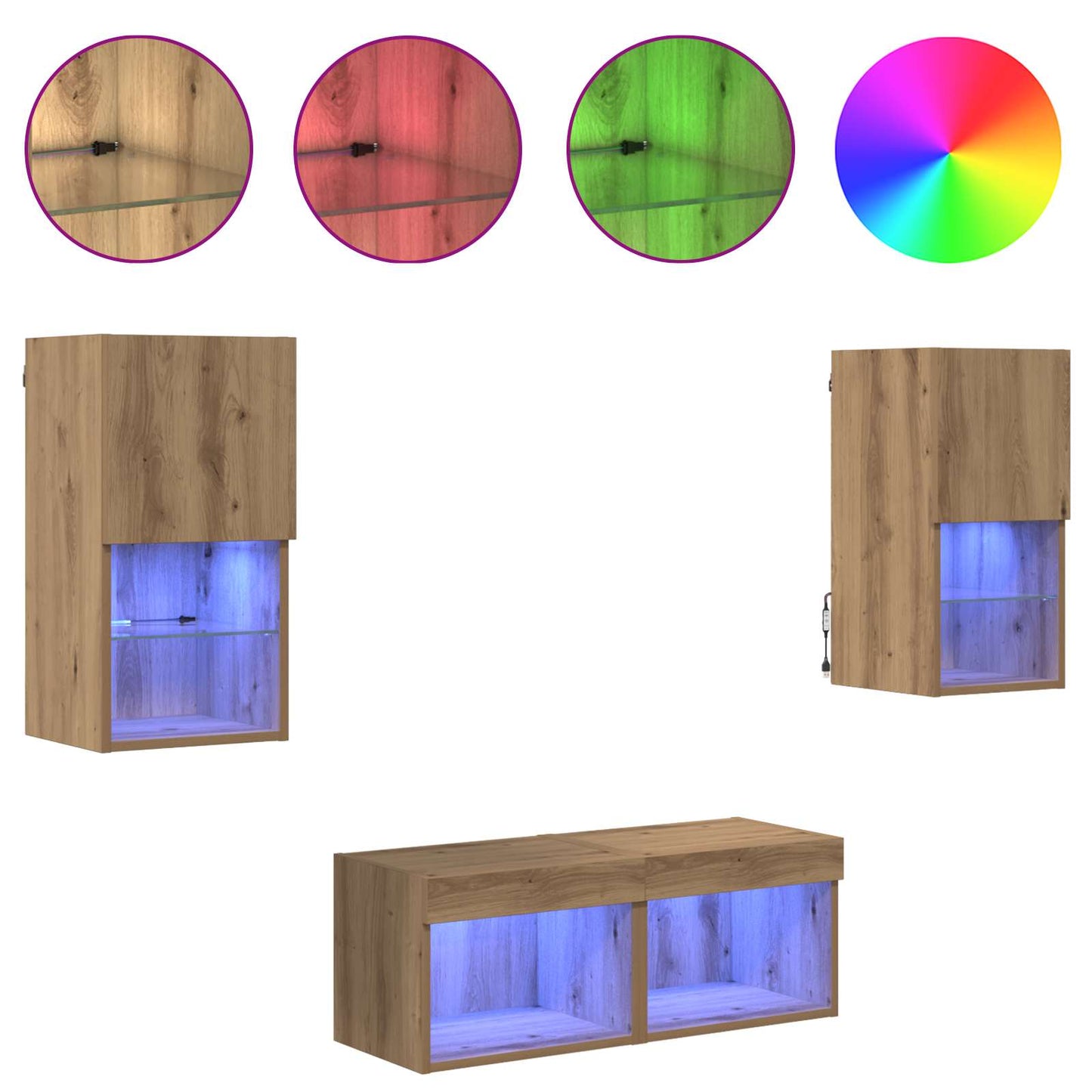 TV Wall Cabinets 4 pcs Artisan Oak 30.5 x 30 x 60 cm