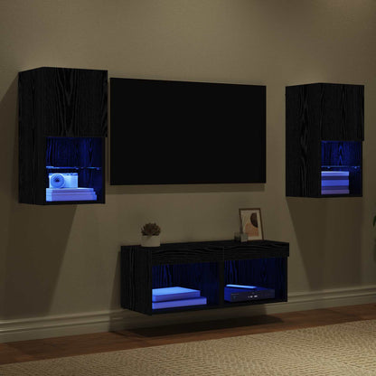 TV Wall Cabinets Wall-mounted 4 pcs Black Oak 30.5 x 30 x 60 cm