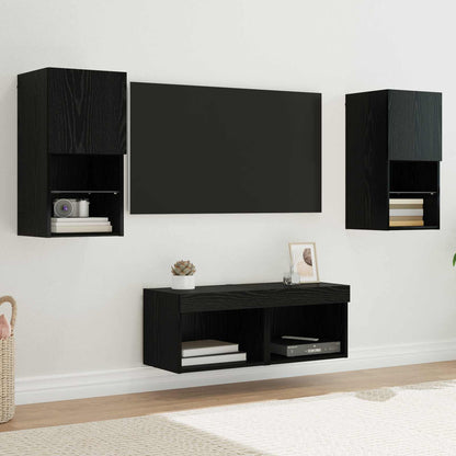 TV Wall Cabinets Wall-mounted 4 pcs Black Oak 30.5 x 30 x 60 cm
