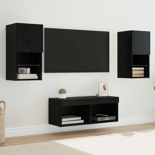 TV Wall Cabinets Wall-mounted 4 pcs Black Oak 30.5 x 30 x 60 cm