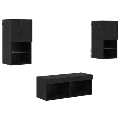 TV Wall Cabinets Wall-mounted 4 pcs Black Oak 30.5 x 30 x 60 cm