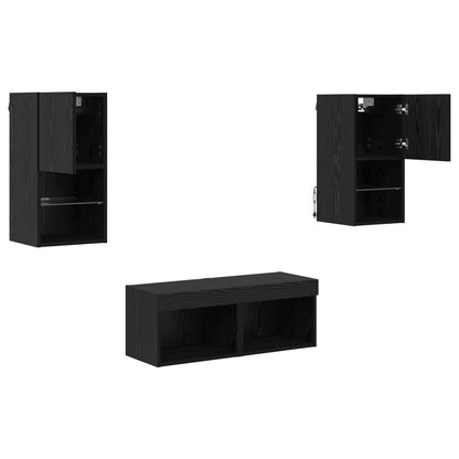 TV Wall Cabinets Wall-mounted 4 pcs Black Oak 30.5 x 30 x 60 cm