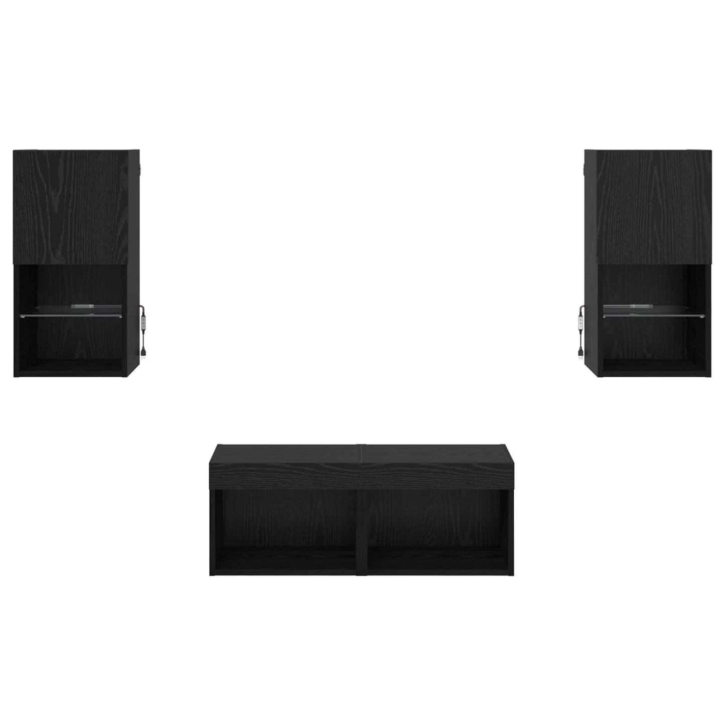 TV Wall Cabinets Wall-mounted 4 pcs Black Oak 30.5 x 30 x 60 cm