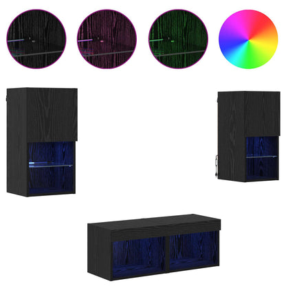 TV Wall Cabinets Wall-mounted 4 pcs Black Oak 30.5 x 30 x 60 cm
