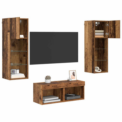 TV Wall Cabinets Wall-mounted 4 pcs Artisan Oak 40 x 30 x 30 cm