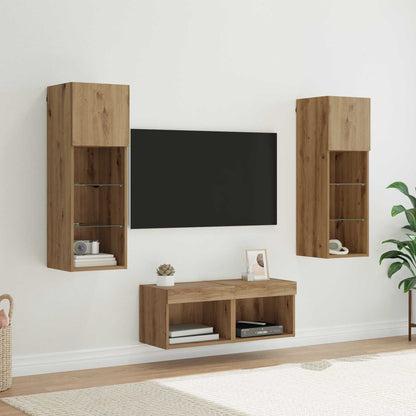 TV Wall Cabinets Wall-mounted 4 pcs Black Oak 40 x 30 x 30 cm