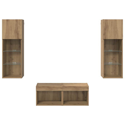 TV Wall Cabinets Wall-mounted 4 pcs Black Oak 40 x 30 x 30 cm