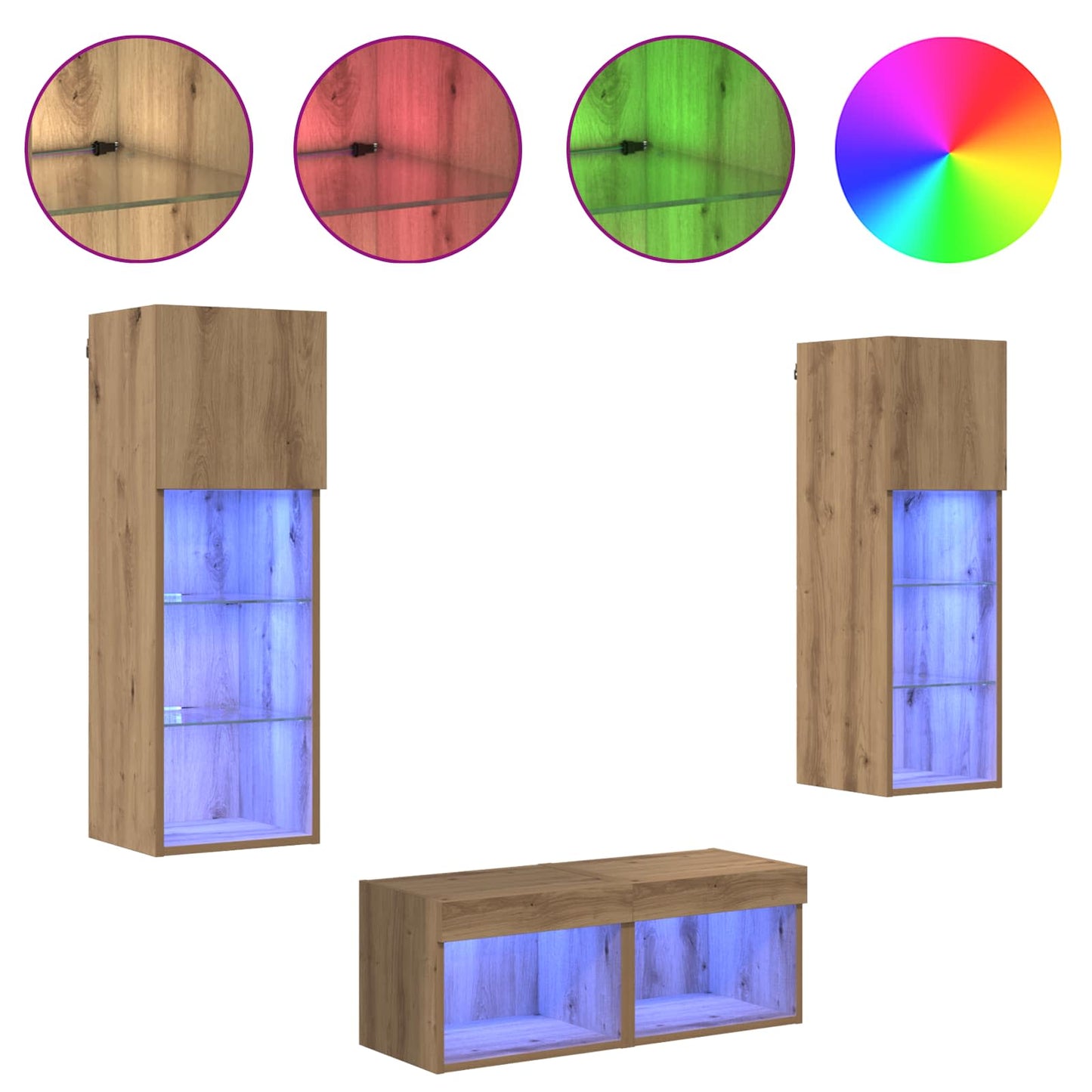 TV Wall Cabinets Wall-mounted 4 pcs Black Oak 40 x 30 x 30 cm