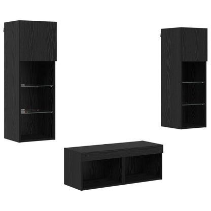 TV Wall Cabinets Wall-mounted 4 pcs Black Oak 40 x 30 x 30 cm