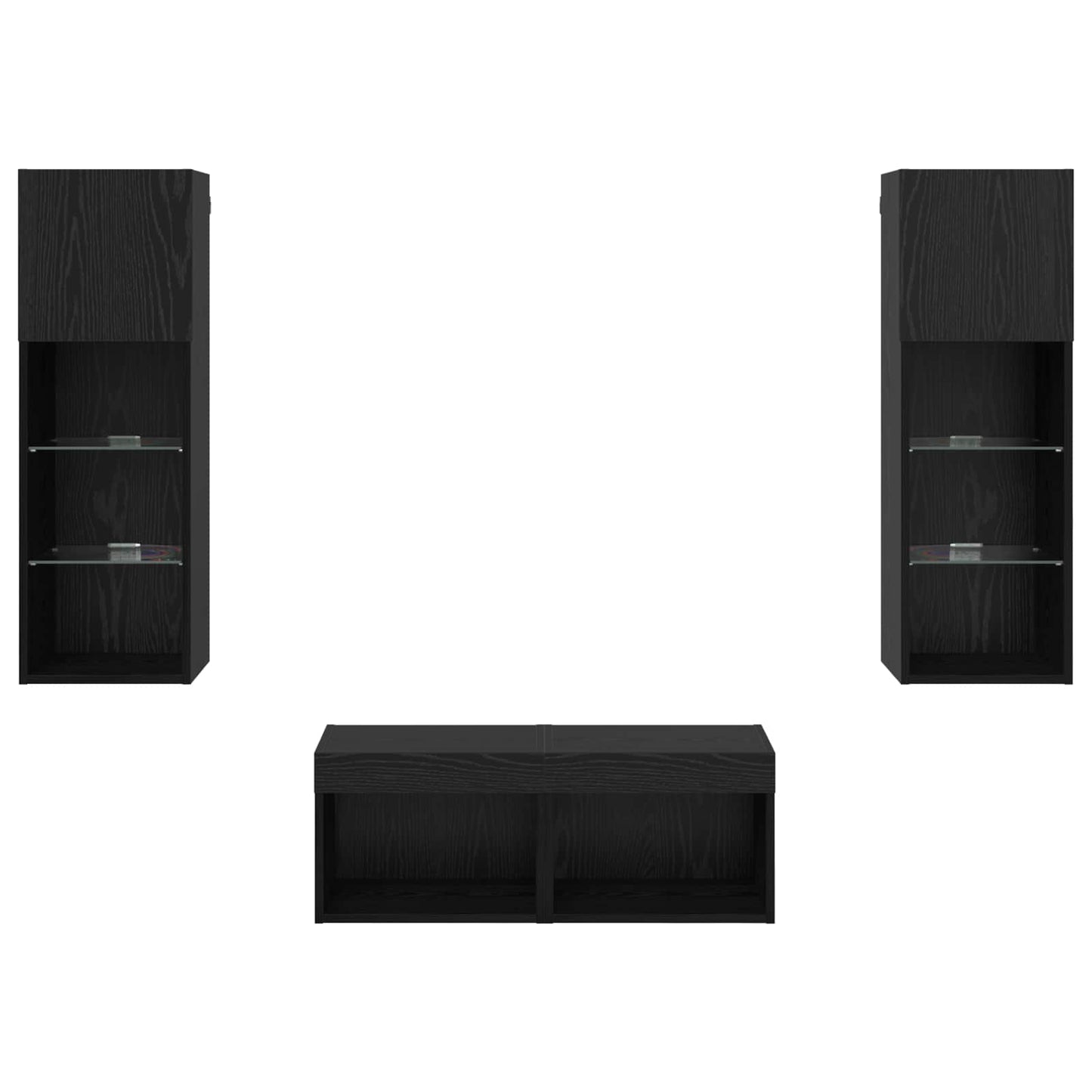 TV Wall Cabinets Wall-mounted 4 pcs Black Oak 40 x 30 x 30 cm