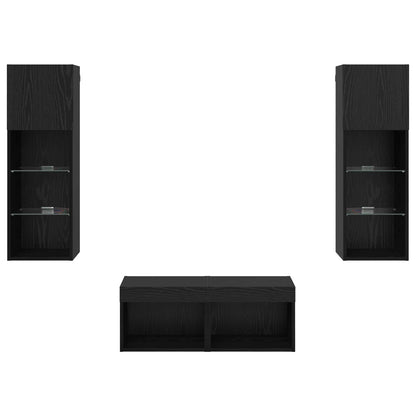 TV Wall Cabinets Wall-mounted 4 pcs Black Oak 40 x 30 x 30 cm