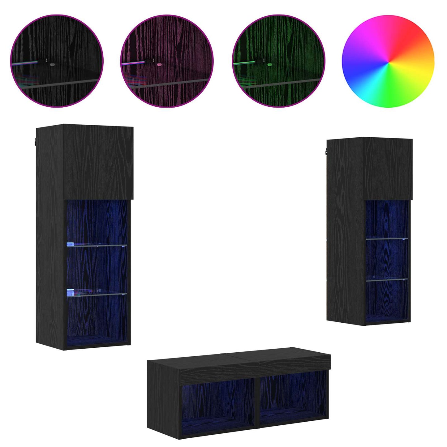 TV Wall Cabinets Wall-mounted 4 pcs Black Oak 40 x 30 x 30 cm