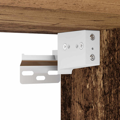 TV Cabinet with LED Strip Lights 8 pcs Old Wood Glass