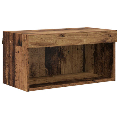 TV Cabinet with LED Strip Lights 8 pcs Old Wood Glass