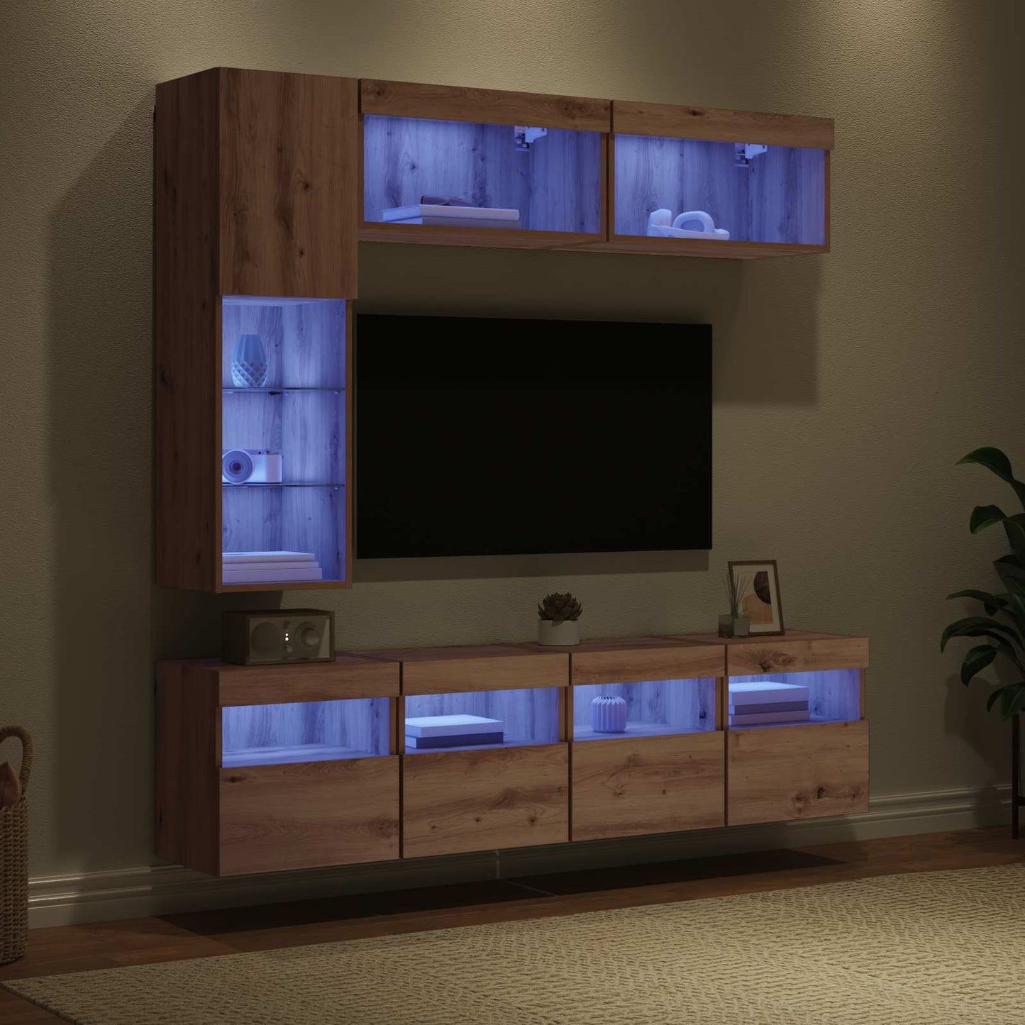 TV Cabinet Wall-mounted 7 pcs Artisan Oak Engineered Wood