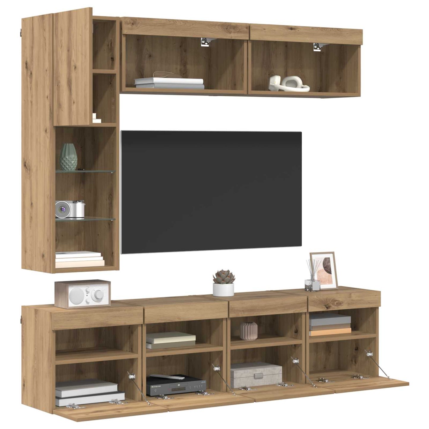 TV Cabinet Wall-mounted 7 pcs Artisan Oak Engineered Wood