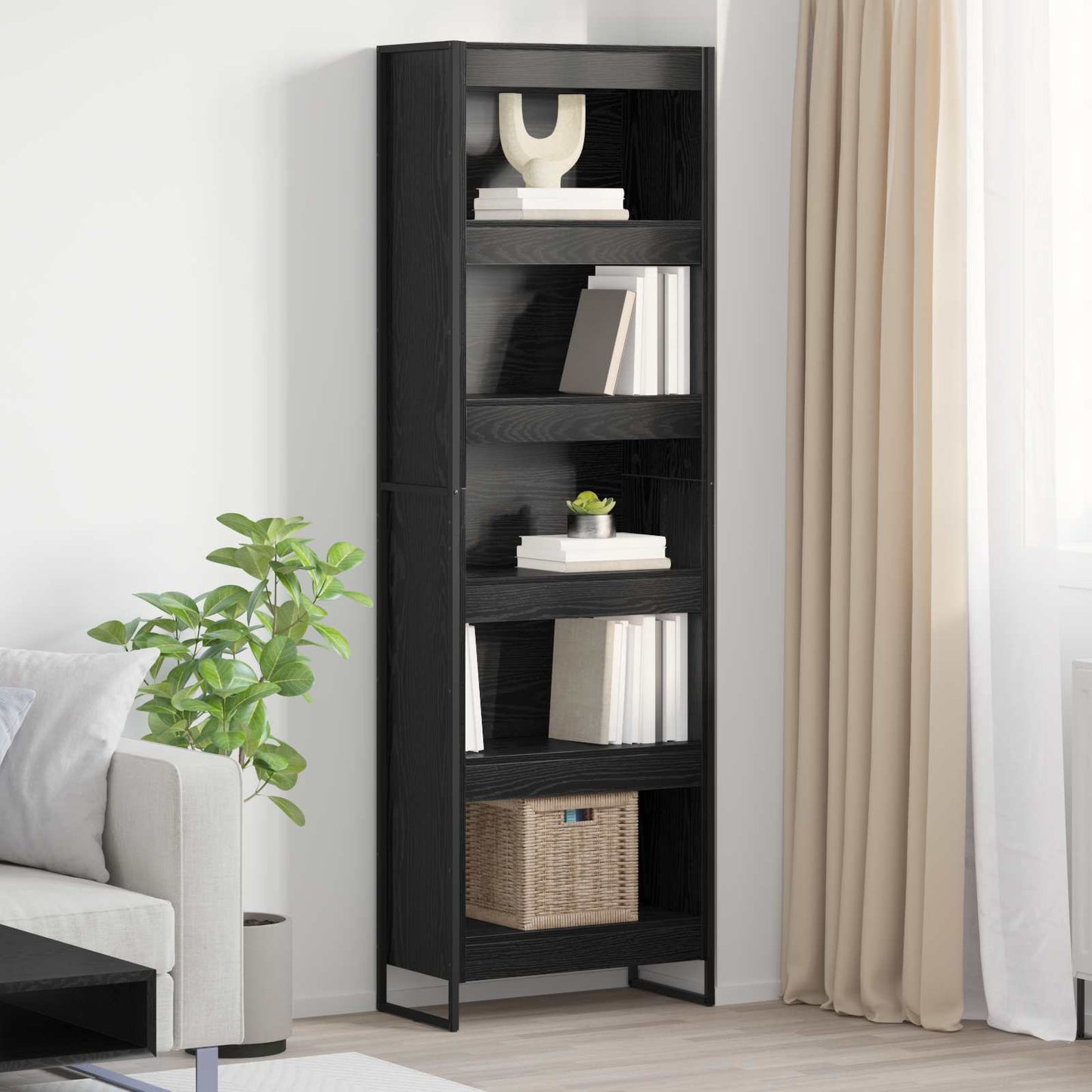Book Cabinet 2 pcs Black Oak 60 x 30 x 189.5 cm Engineered Wood