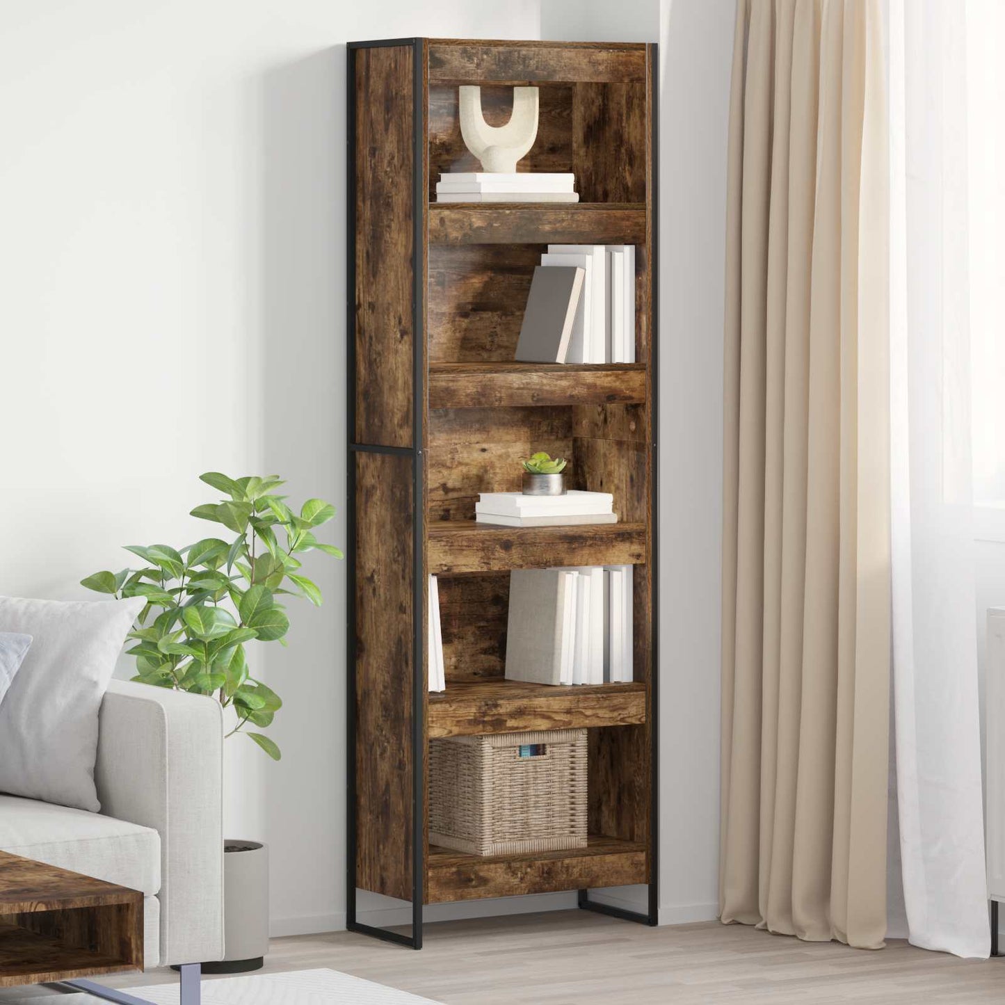 Book Cabinet 2 pcs Smoke Oak 60 x 30 x 189.5 cm Engineered Wood