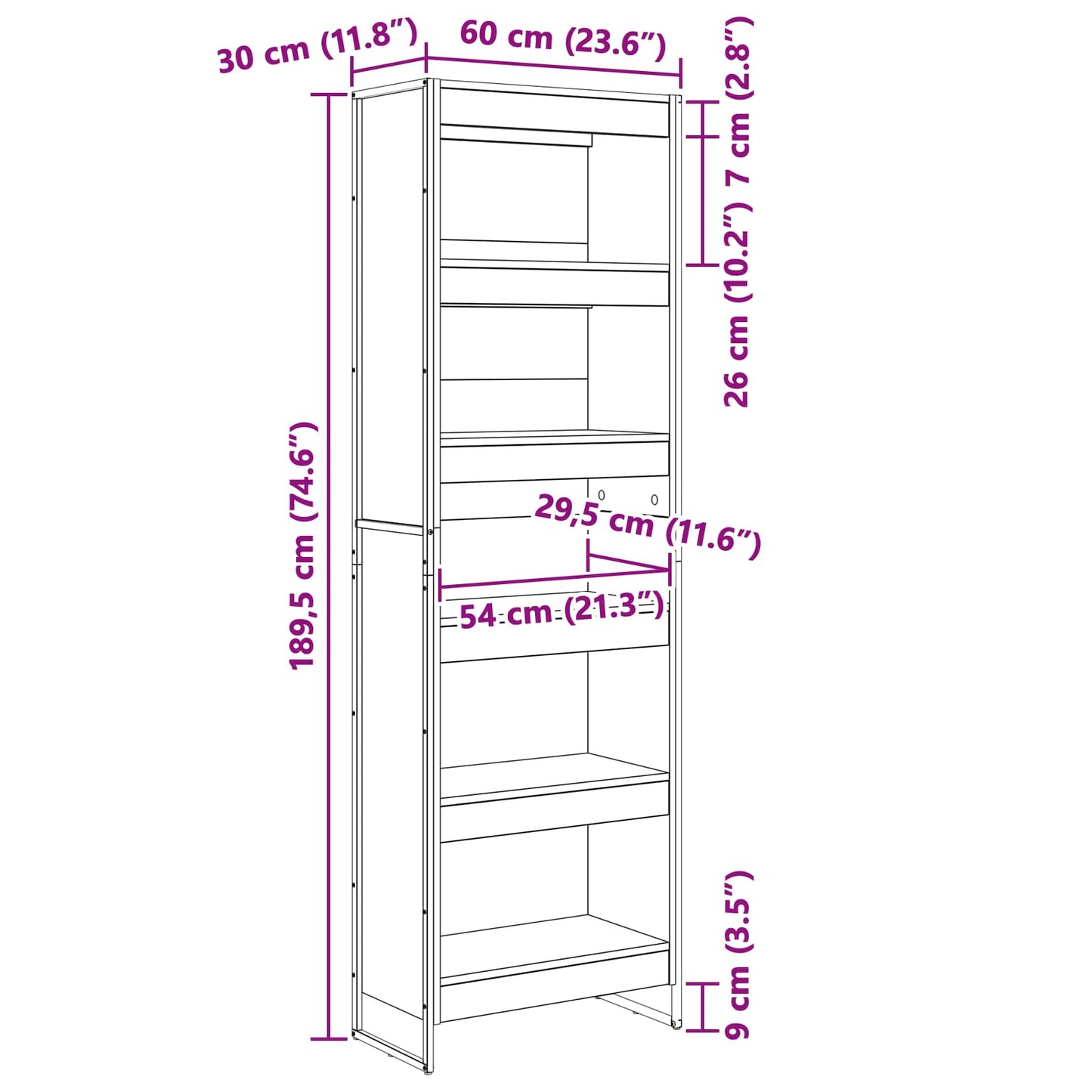 Book Cabinet 2 pcs Grey Sonoma 60 x 30 x 189.5 cm