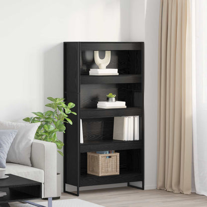 Book Cabinet 2 pcs Black Oak 80 x 30 x 155 cm Engineered Wood