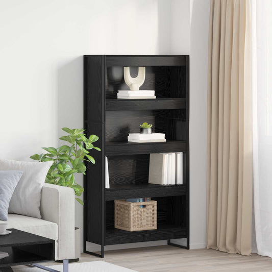 Book Cabinet 2 pcs Black Oak 80 x 30 x 155 cm Engineered Wood