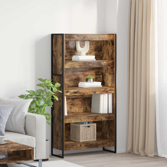 Book Cabinet 2 pcs Smoke Oak 80 x 30 x 155 cm Engineered Wood