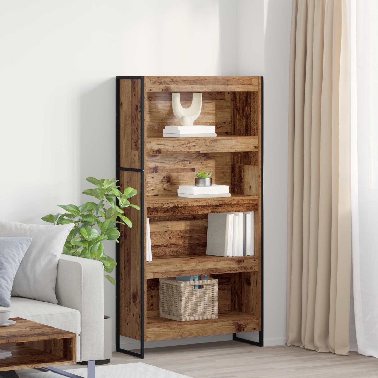 Book Cabinet 2 pcs Old Wood 80 x 30 x 155 cm Engineered Wood