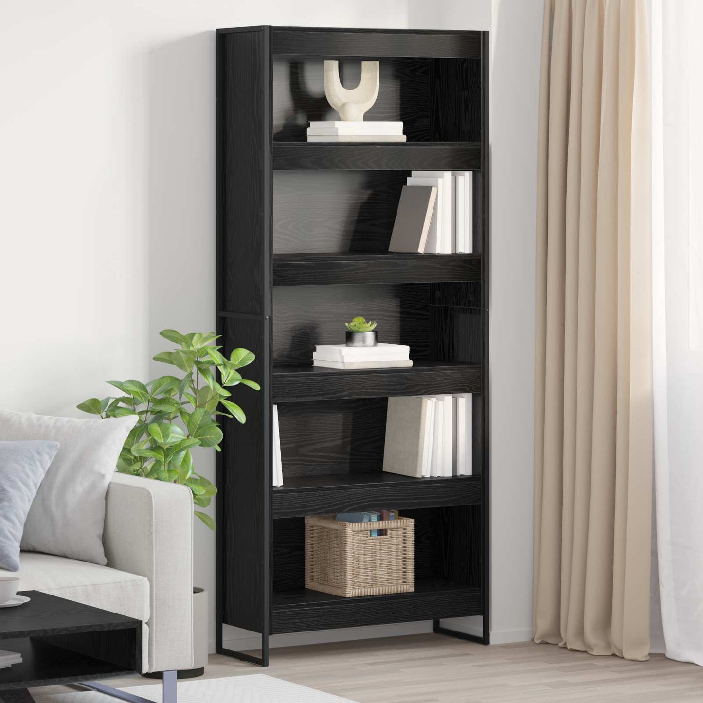 Book Cabinet 2 pcs Black Oak 80 x 30 x 189.5 cm Engineered Wood