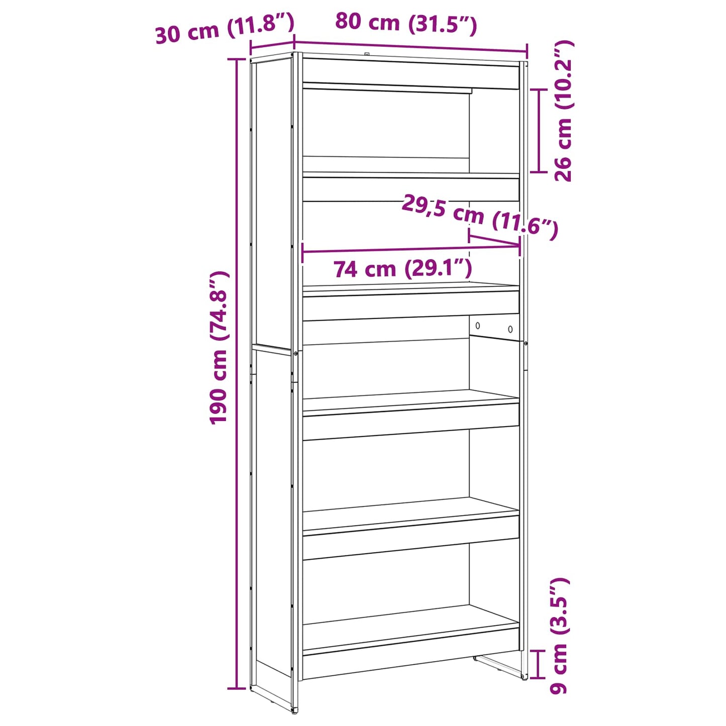 Book Cabinet 2 pcs Old Wood 80 x 30 x 189.5 cm Engineered Wood