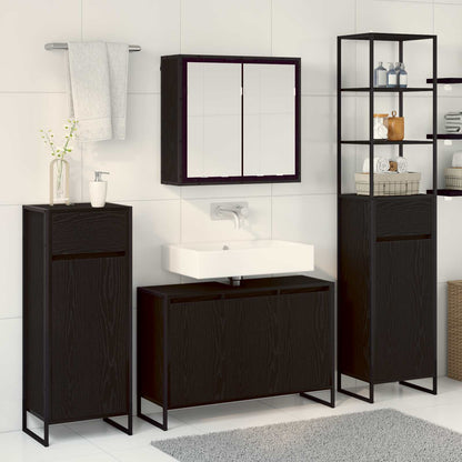 Bathroom Furniture Set with Drawer Black Oak Engineered Wood