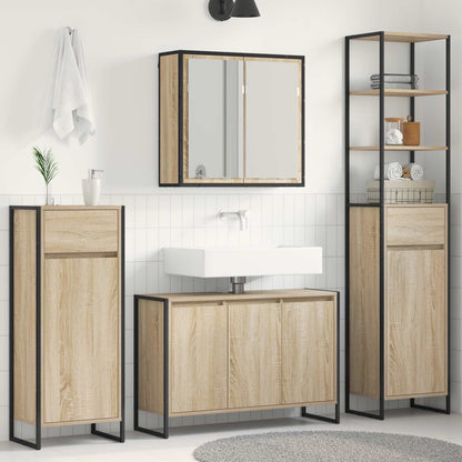 Bathroom Furniture Set with Drawer Sonoma Oak Engineered Wood
