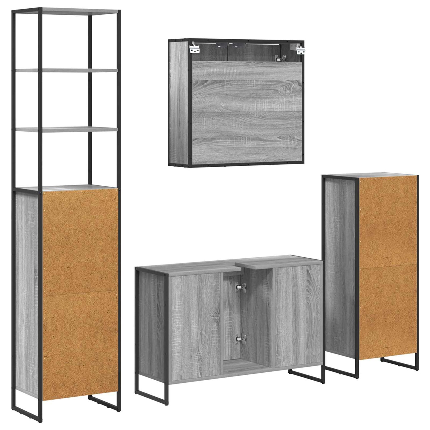 Bathroom Furniture Set with Drawer Grey Sonoma Engineered Wood