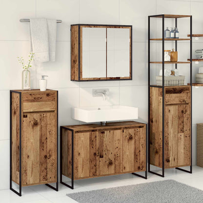 Bathroom Furniture Set with Drawer Old Wood Engineered Wood
