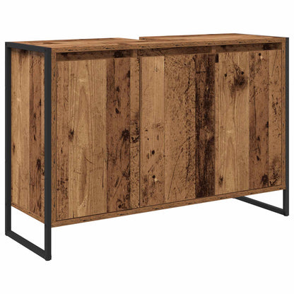 Bathroom Furniture Set with Drawer Old Wood Engineered Wood